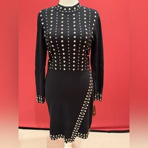 INC International Concepts Black Studded Long Sleeve Dress - NWT